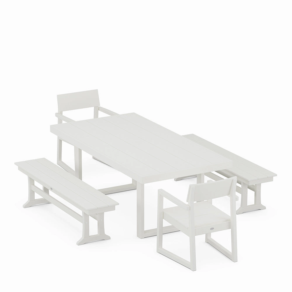 Edge 5 Piece Dining Set with Benches
