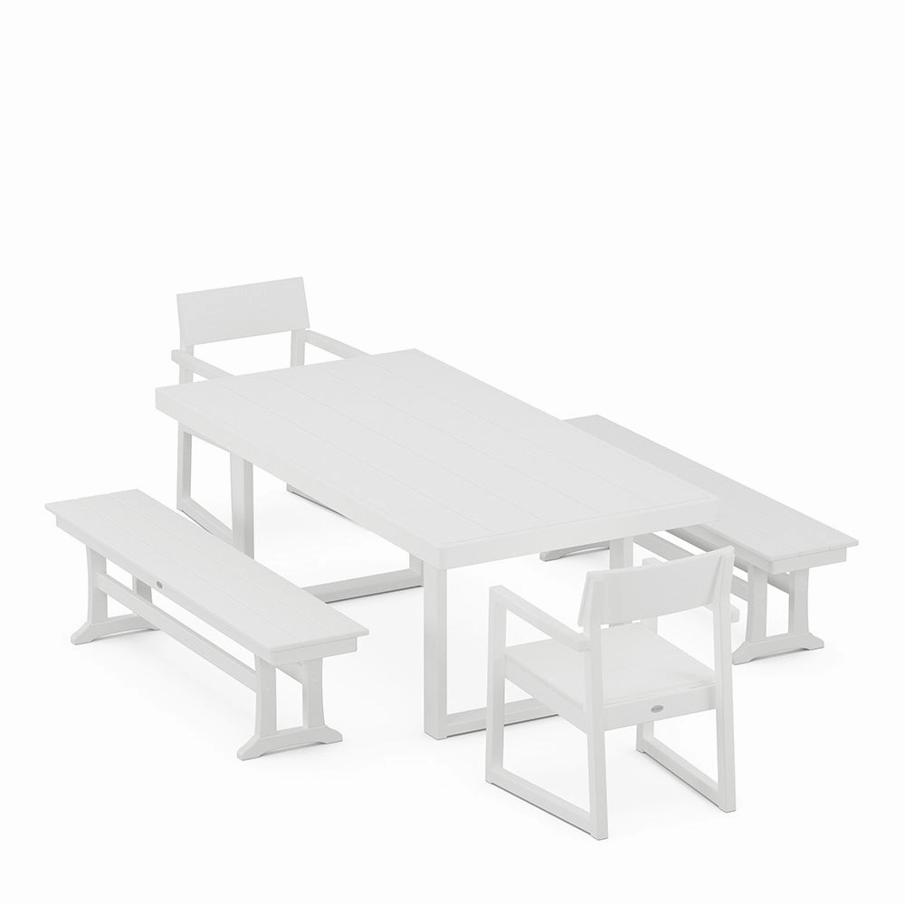 Edge 5 Piece Dining Set with Benches