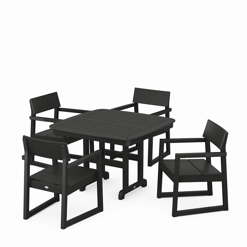 Edge 5 Piece Dining Set with Trestle LegsHDPE eco-friendly polywood furniture set