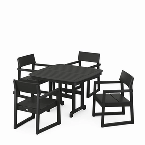 Edge 5 Piece Dining Set with Trestle LegsHDPE eco-friendly polywood furniture set