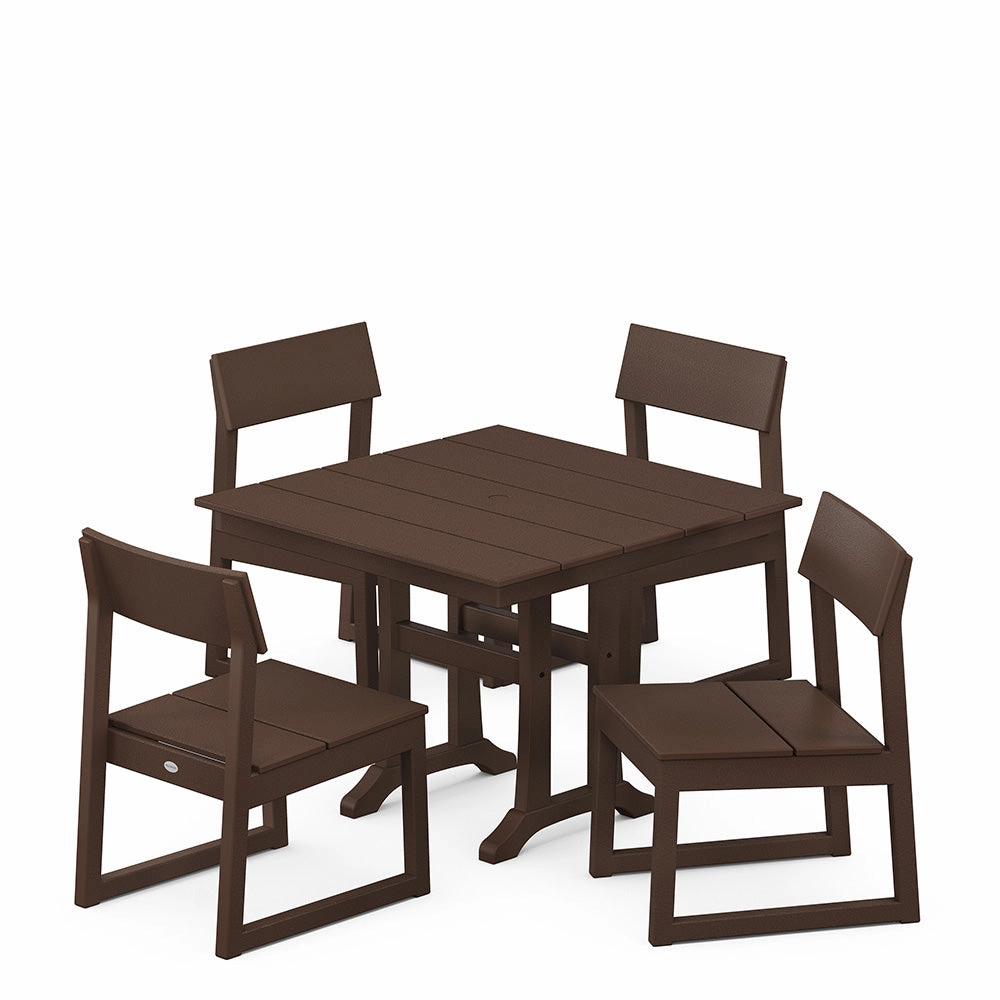 Edge 5 Piece Farmhouse Trestle Side Chair Dining Set