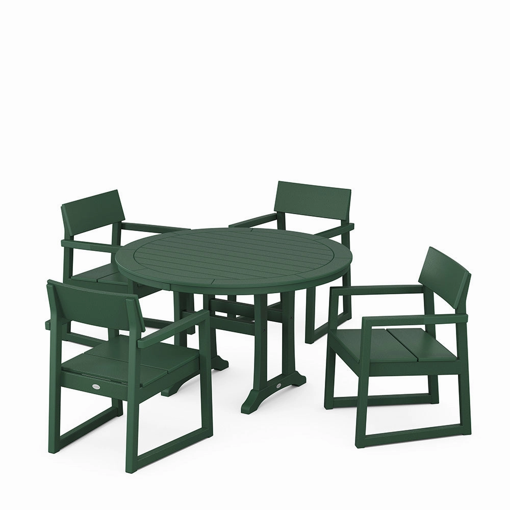 Edge 5 Piece Round Dining Set with Trestle Legs