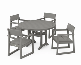 EDGE 5-Piece Round Dining Set with Trestle Legsoutdoor patio furniture set