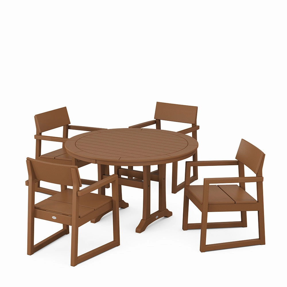 Edge 5 Piece Round Dining Set with Trestle Legs