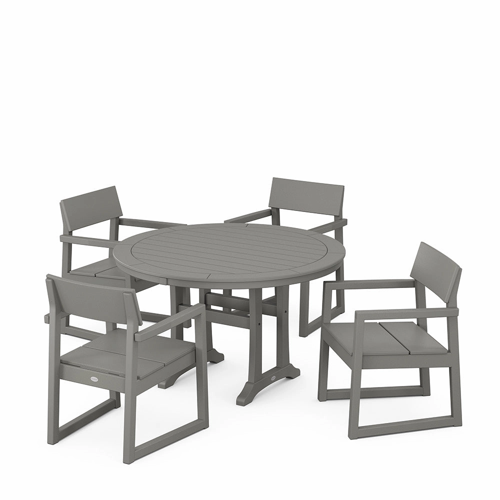 Edge 5 Piece Round Dining Set with Trestle Legs
