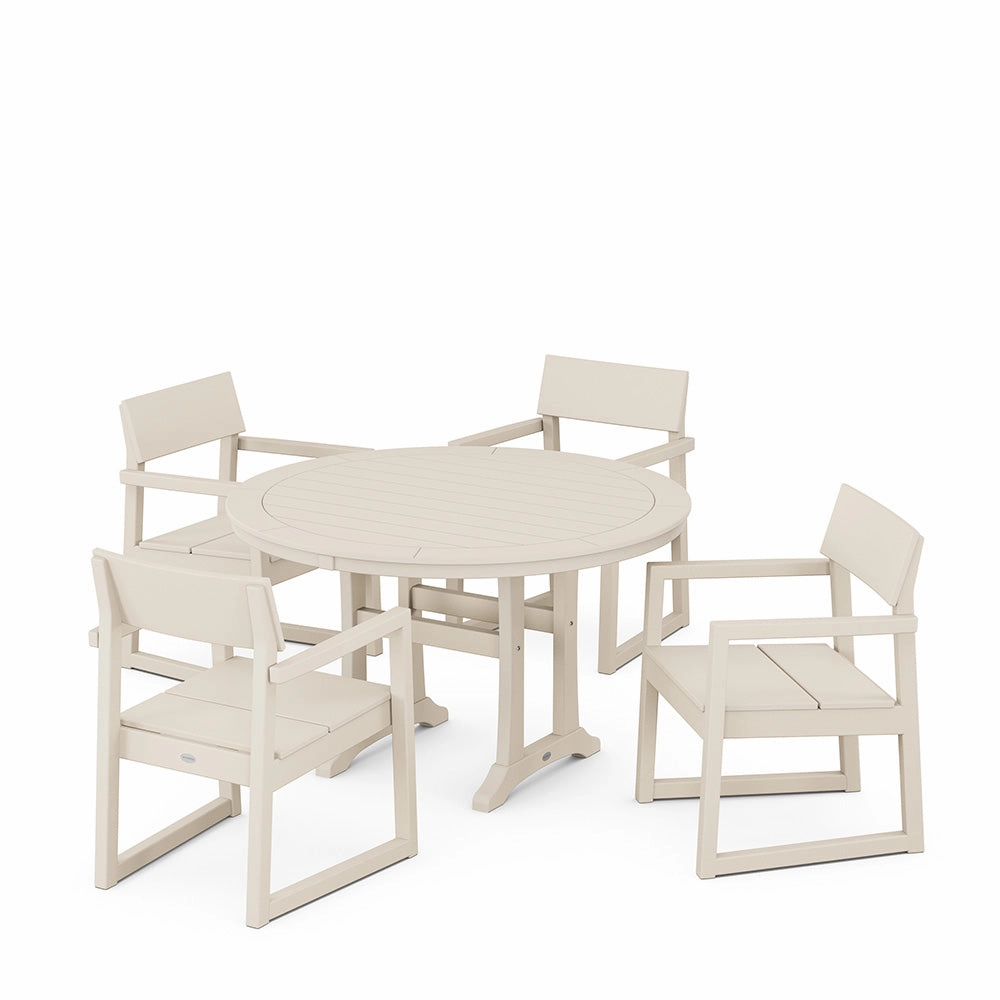 Edge 5 Piece Round Dining Set with Trestle Legs