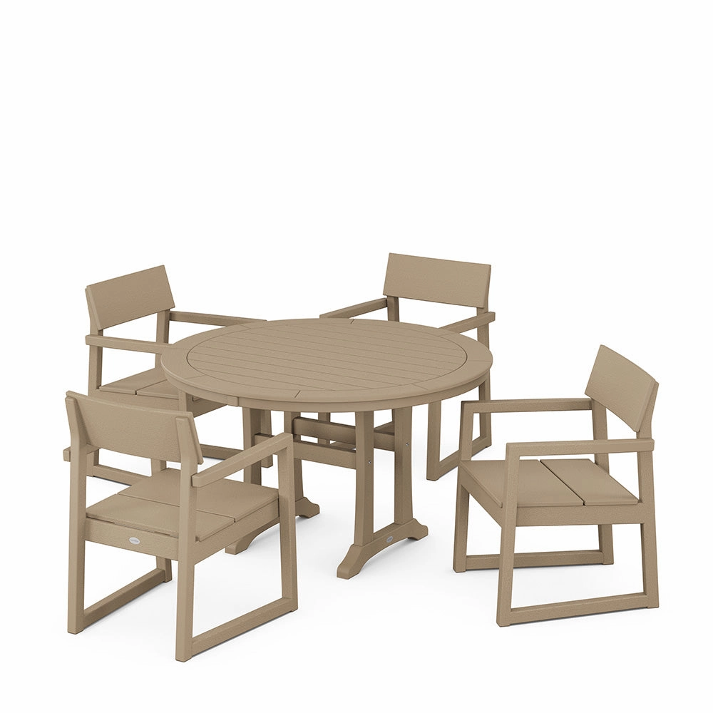 Edge 5 Piece Round Dining Set with Trestle Legs