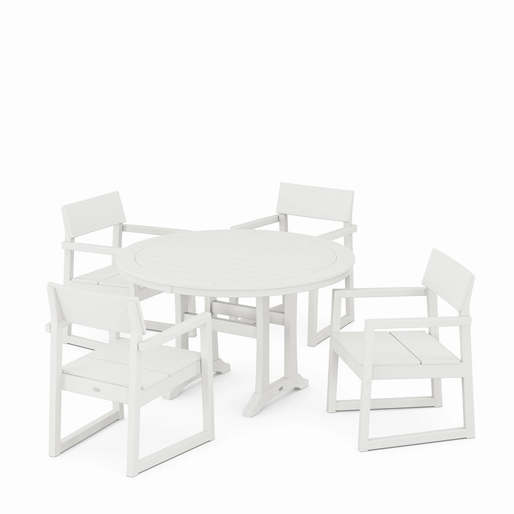 Edge 5 Piece Round Dining Set with Trestle Legs