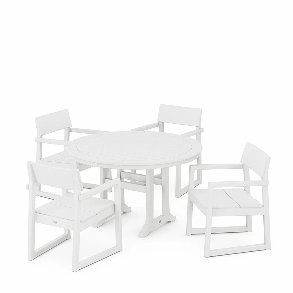 Edge 5 Piece Round Dining Set with Trestle Legs