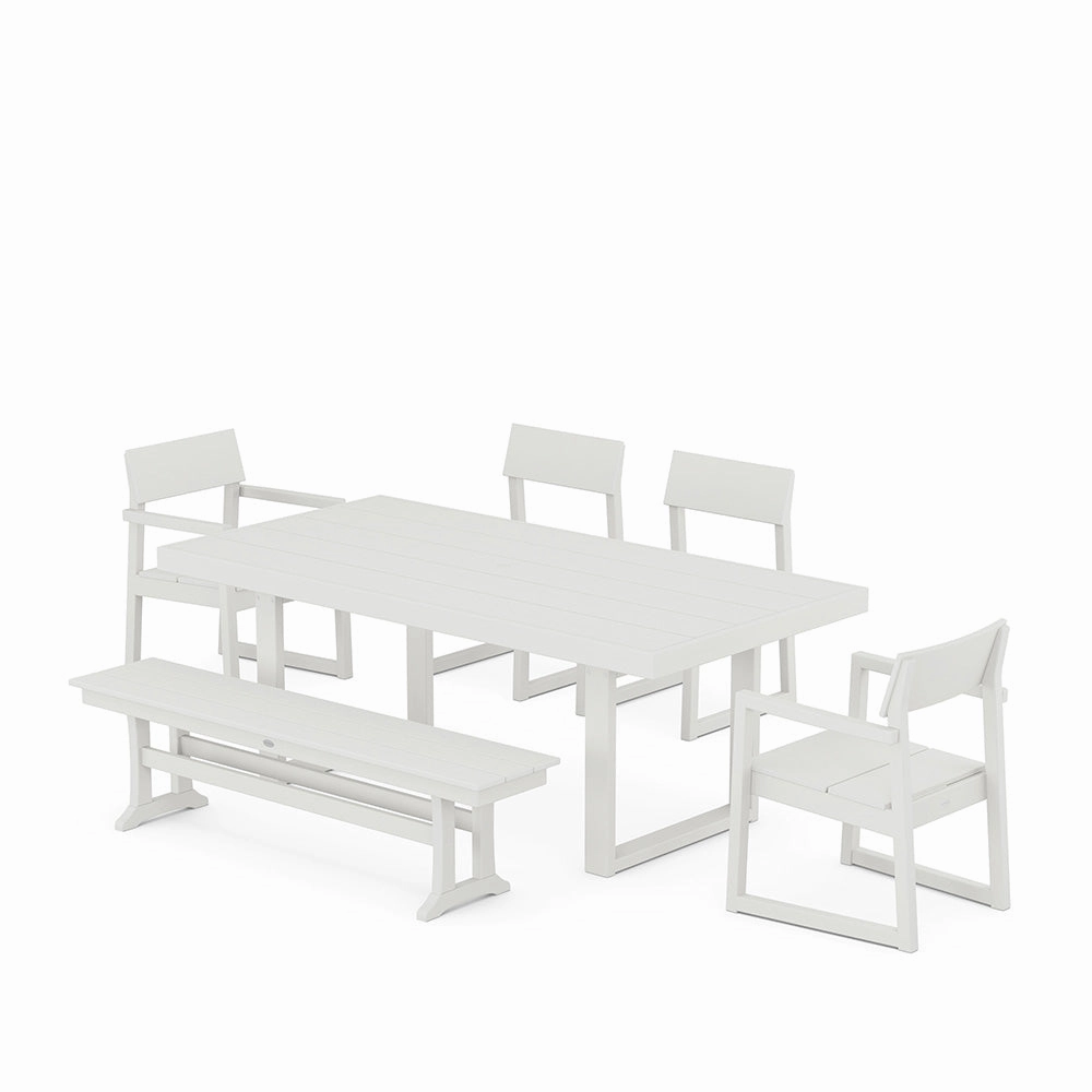 Edge 6 Piece Dining Set with Bench