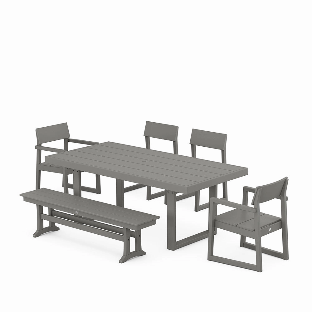 Edge 6 Piece Dining Set with Bench