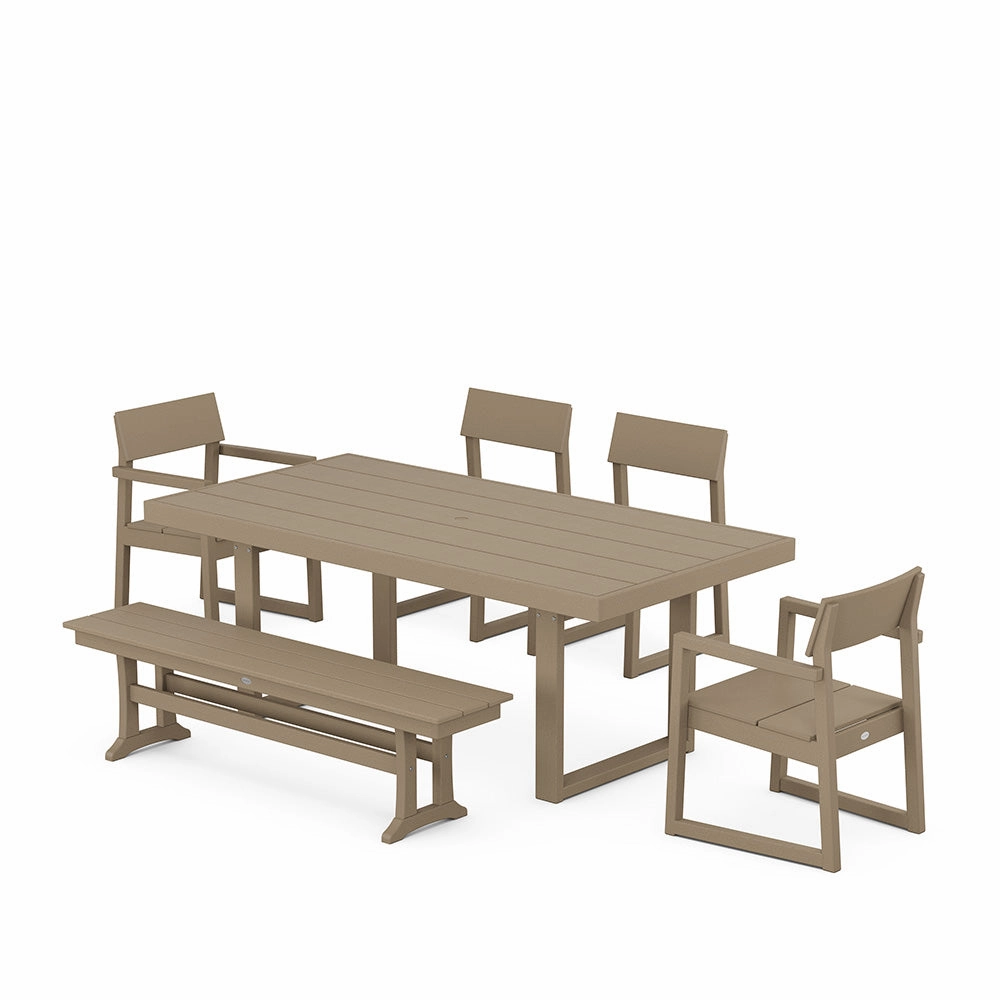 Edge 6 Piece Dining Set with Bench