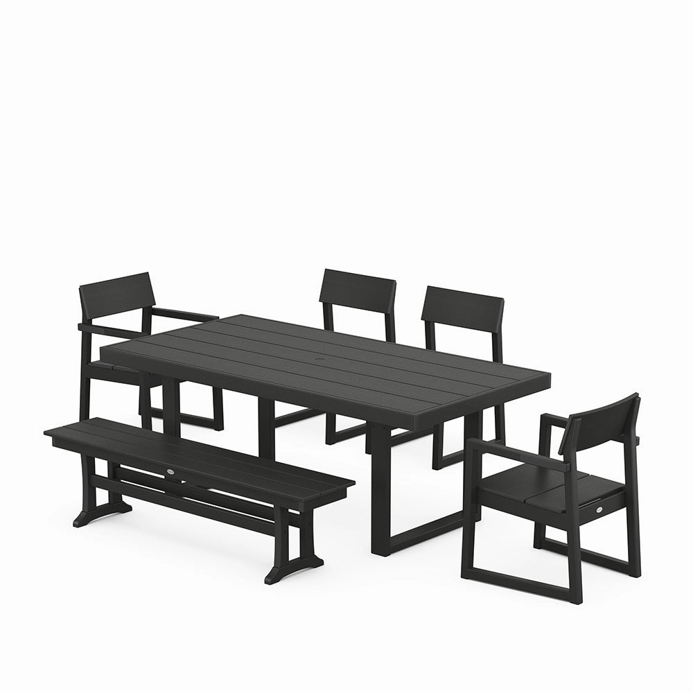Edge 6 Piece Dining Set with BenchHDPE eco-friendly polywood furniture set