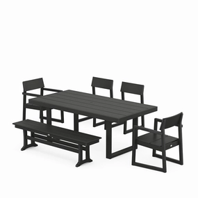Edge 6 Piece Dining Set with BenchHDPE eco-friendly polywood furniture set