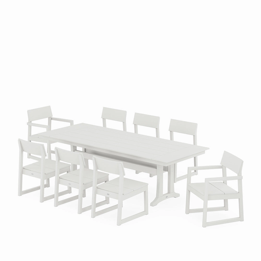 Edge 9 Piece Farmhouse Dining Set with Trestle Legs