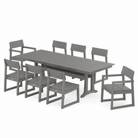 EDGE 9-Piece Farmhouse Dining Set with Trestle Legsoutdoor patio furniture set