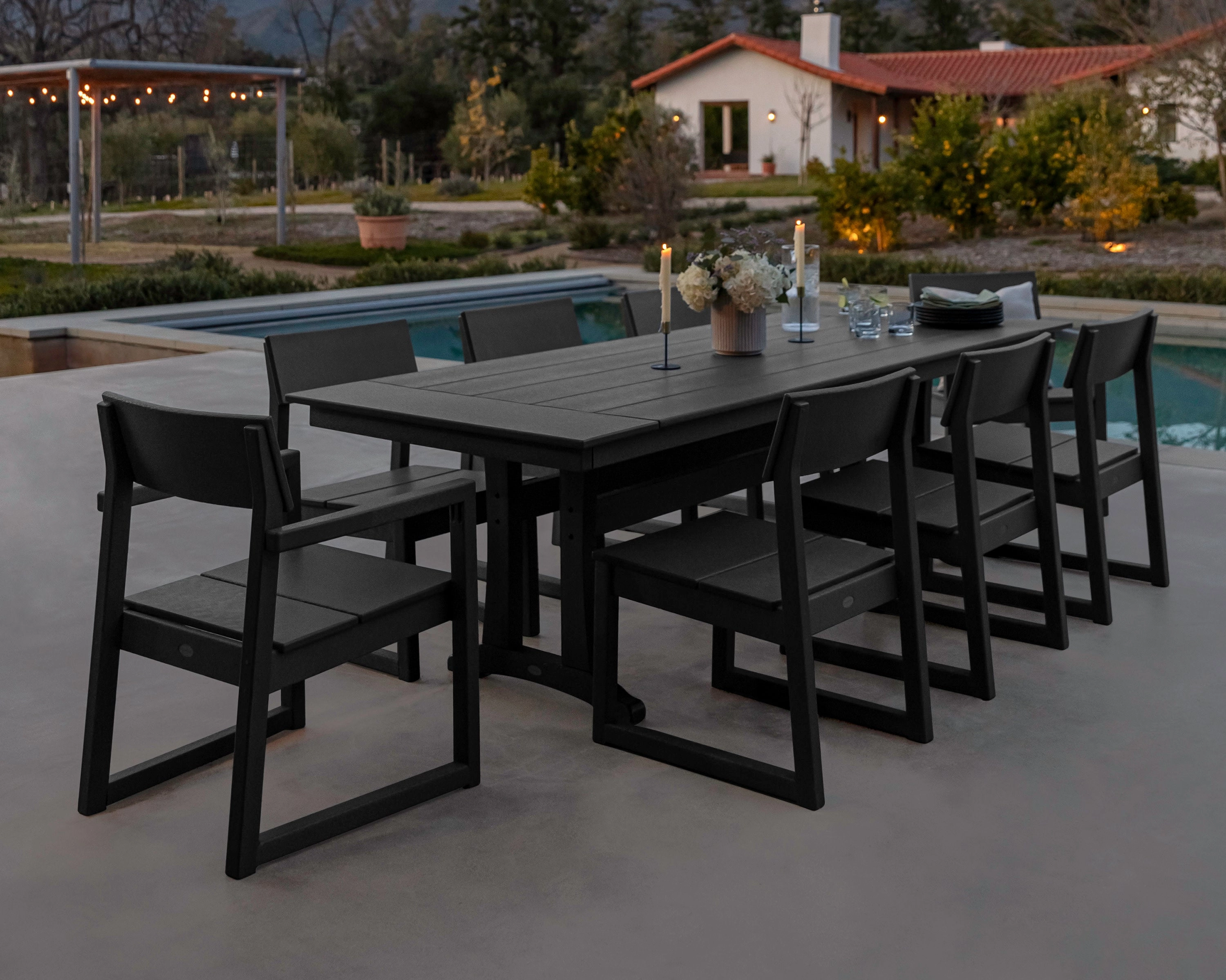EDGE 9-Piece Farmhouse Dining Set with Trestle Legs