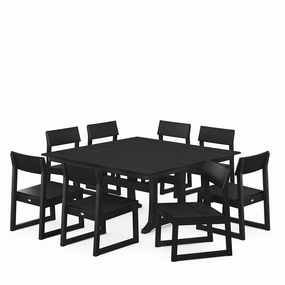 Edge 9 Piece Farmhouse Trestle Dining SetHDPE eco-friendly polywood furniture set