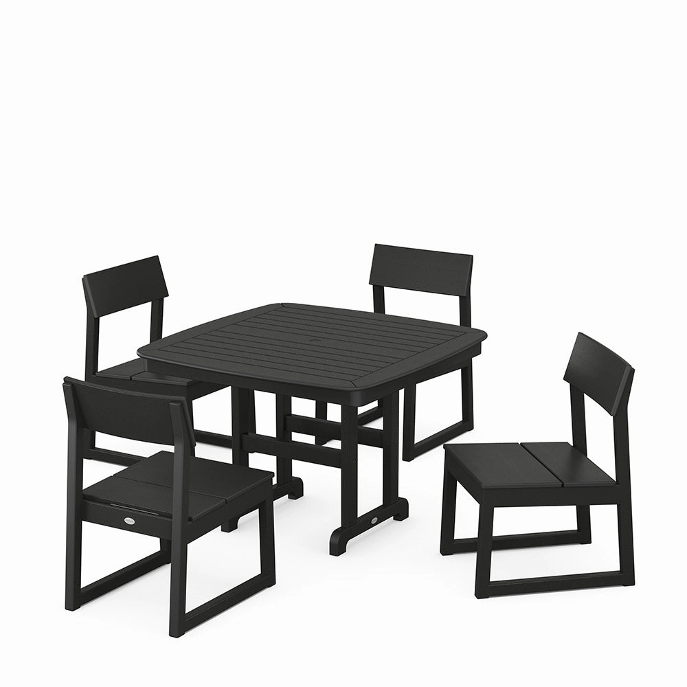 Edge Side Chair 5 Piece Dining Set with Trestle LegsHDPE eco-friendly polywood furniture set
