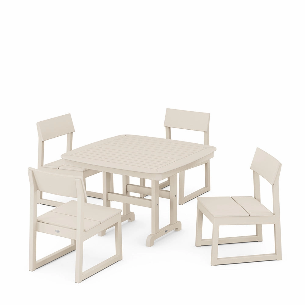Edge Side Chair 5 Piece Dining Set with Trestle Legs