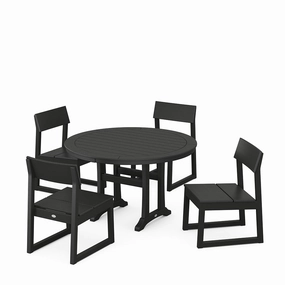 Edge Side Chair 5 Piece Round Dining Set with Trestle LegsHDPE eco-friendly polywood furniture set