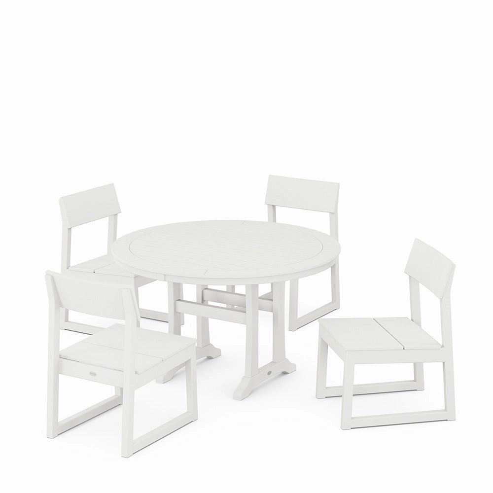 Edge Side Chair 5 Piece Round Dining Set with Trestle Legs