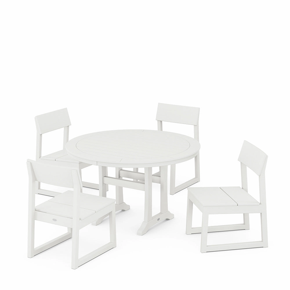 Edge Side Chair 5 Piece Round Dining Set with Trestle Legs