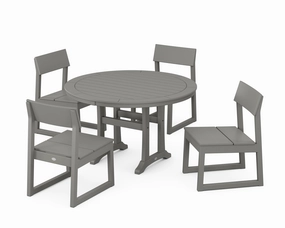 EDGE Side Chair 5-Piece Round Dining Set With Trestle Legsoutdoor patio furniture set
