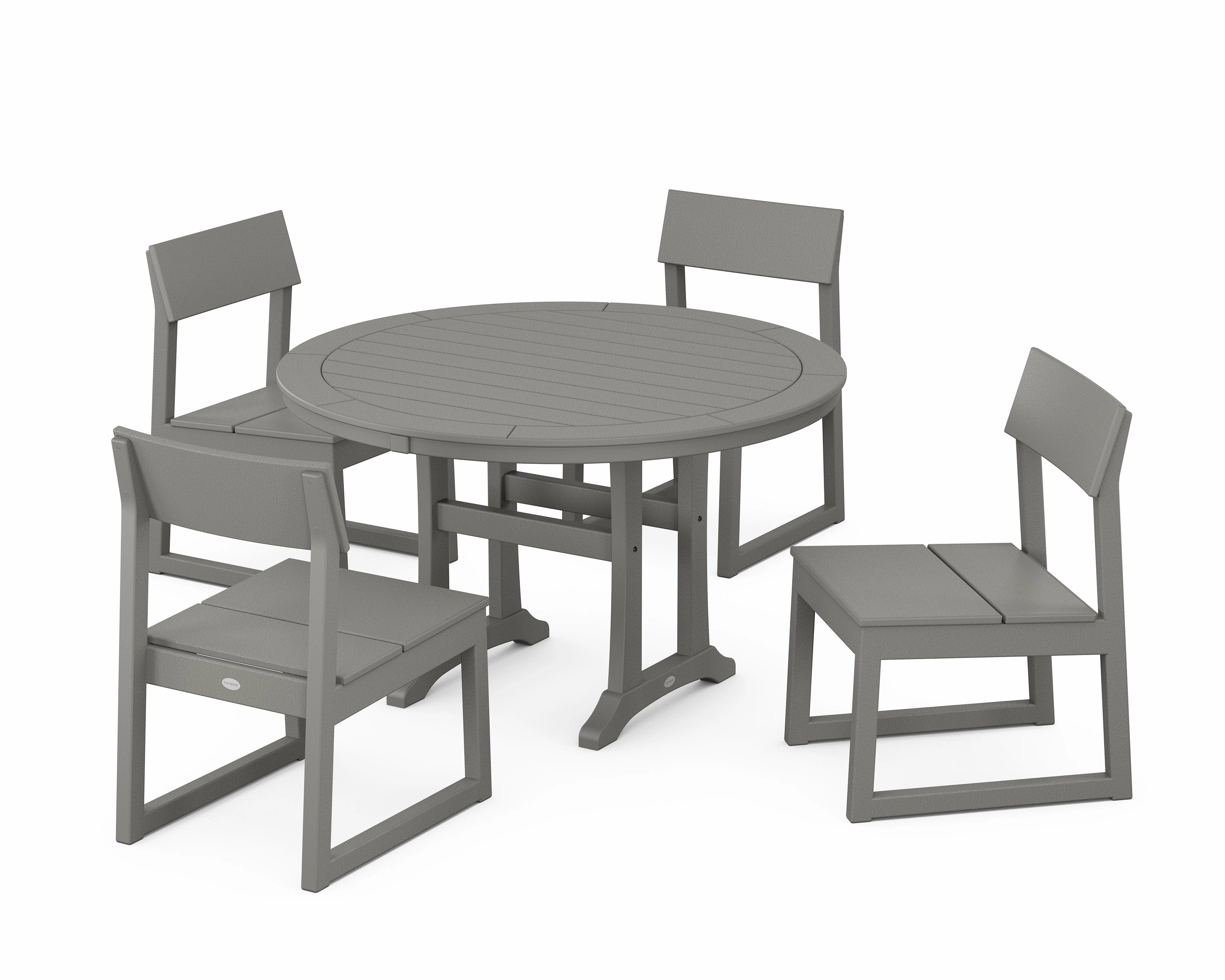 EDGE Side Chair 5-Piece Round Dining Set With Trestle Legsoutdoor patio furniture set