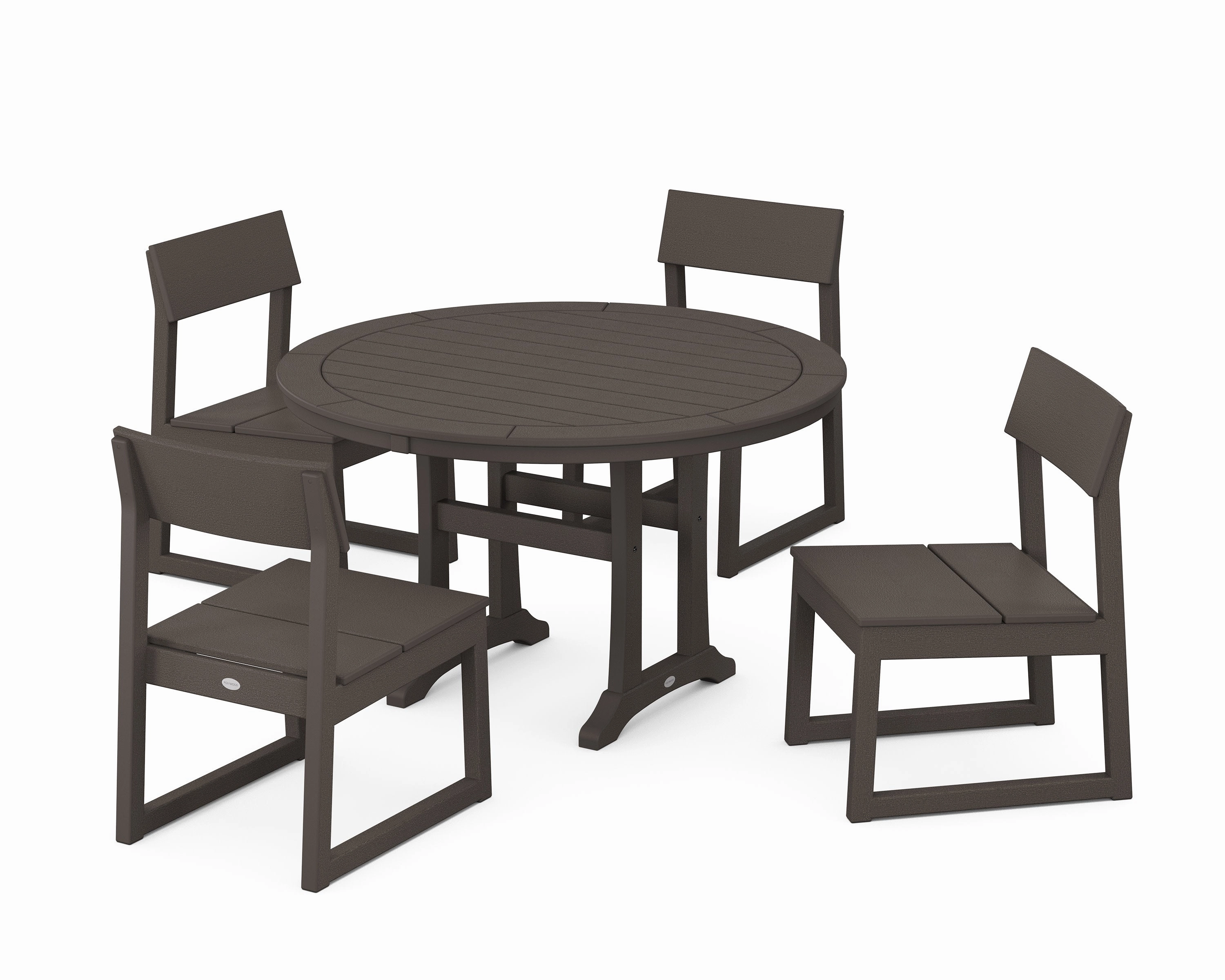 EDGE Side Chair 5-Piece Round Dining Set With Trestle Legs