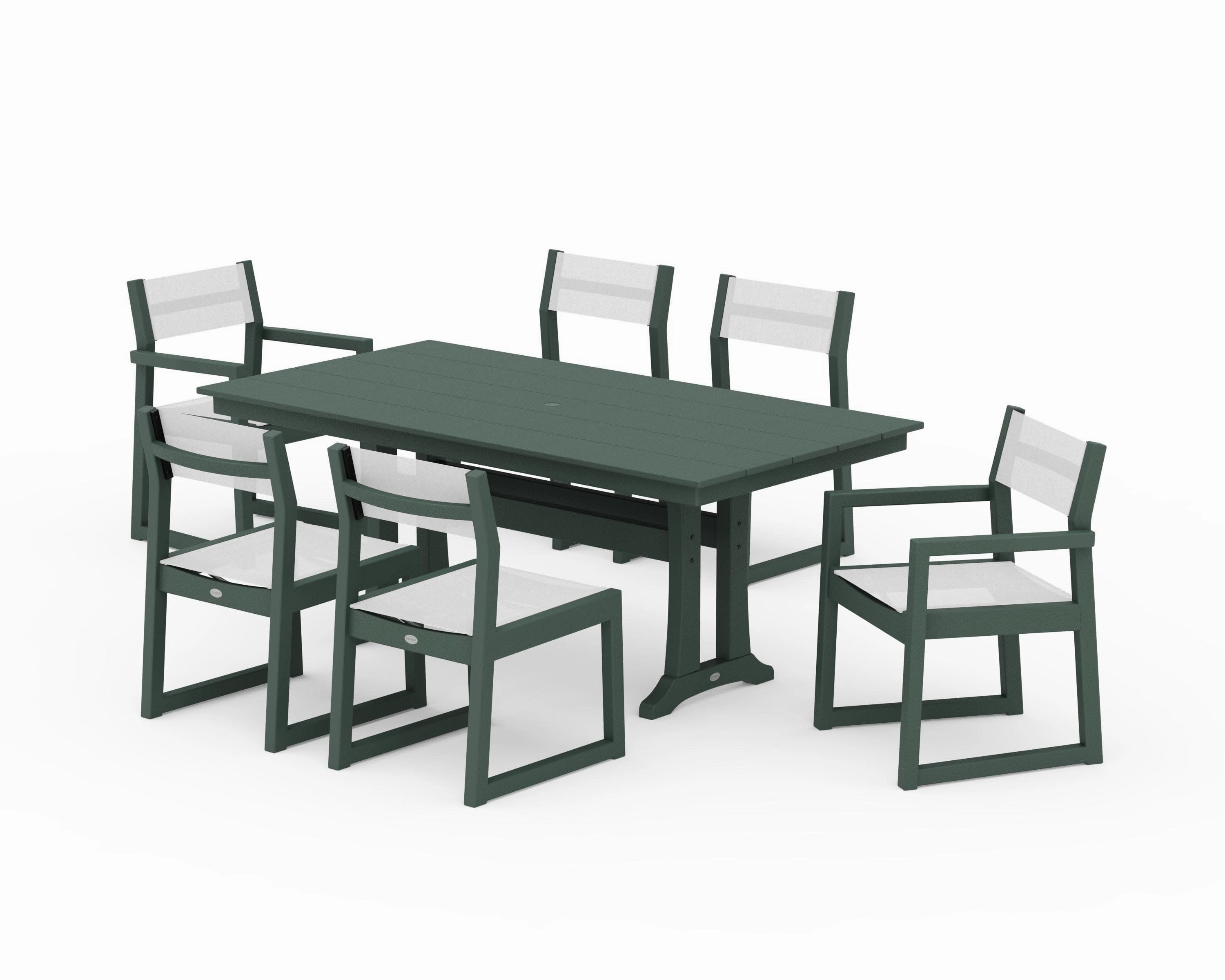 EDGE Sling 7-Piece Farmhouse Trestle Dining Set