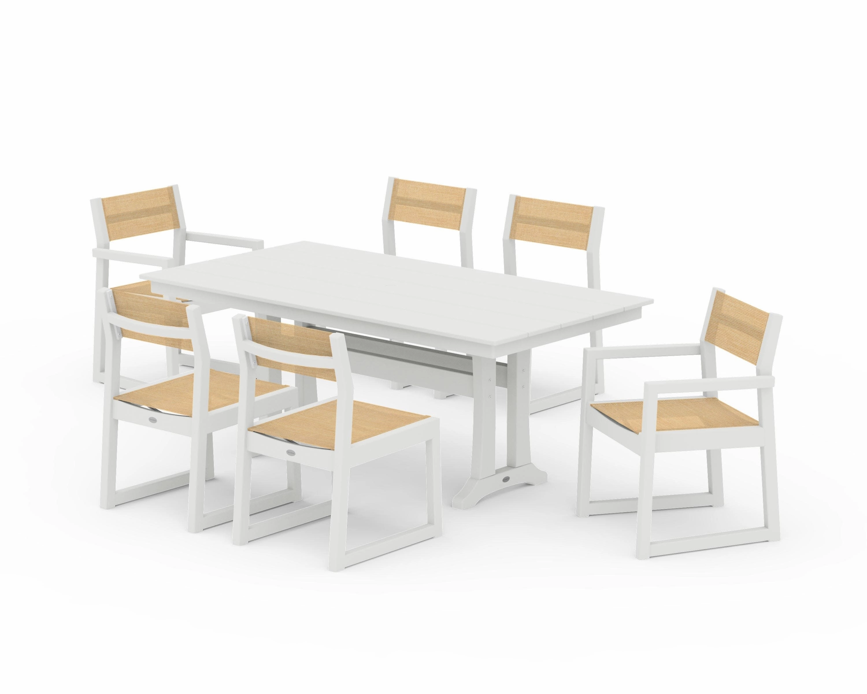 EDGE Sling 7-Piece Farmhouse Trestle Dining Set