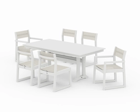 EDGE Sling 7-Piece Farmhouse Trestle Dining Setoutdoor patio furniture set