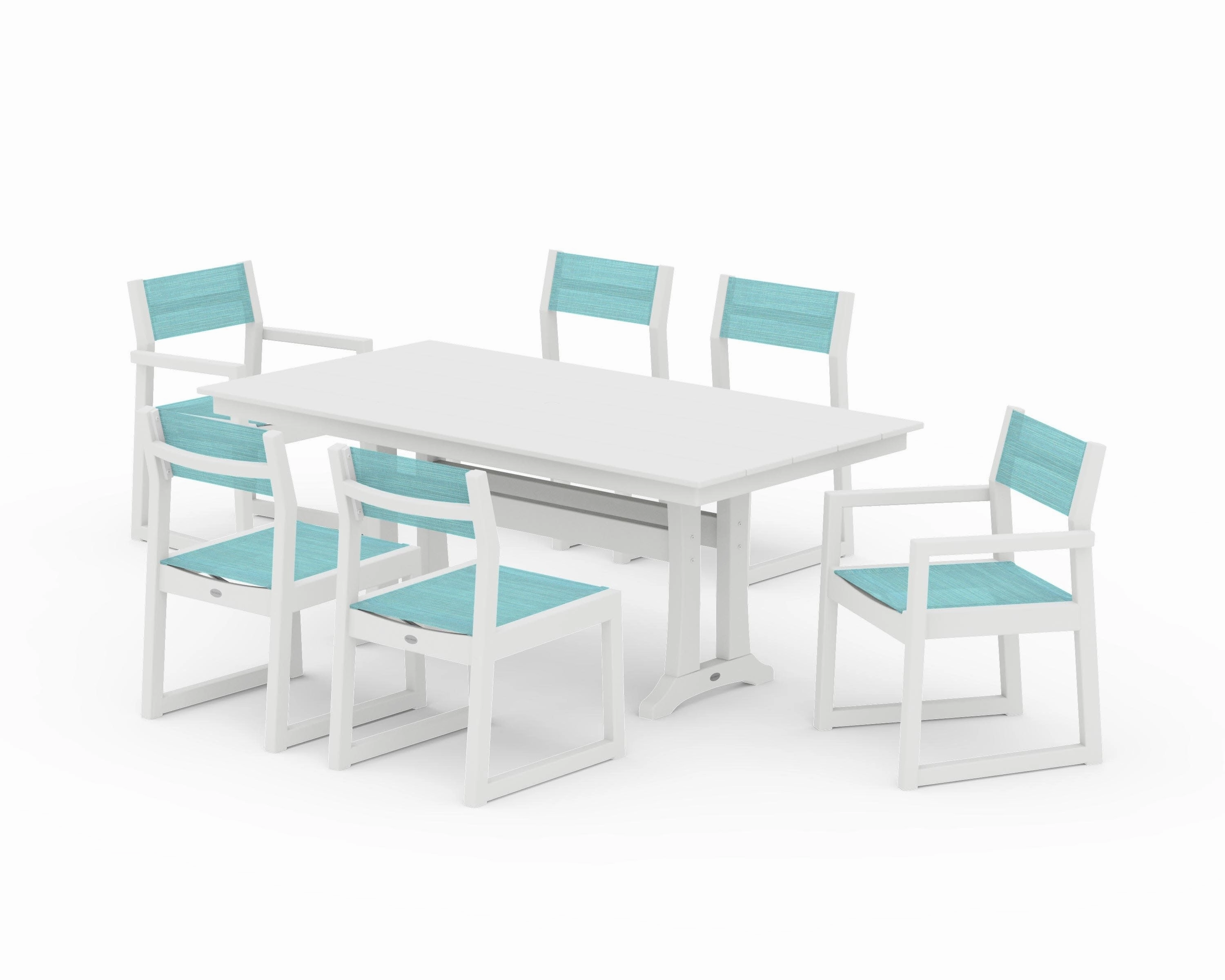 EDGE Sling 7-Piece Farmhouse Trestle Dining Set