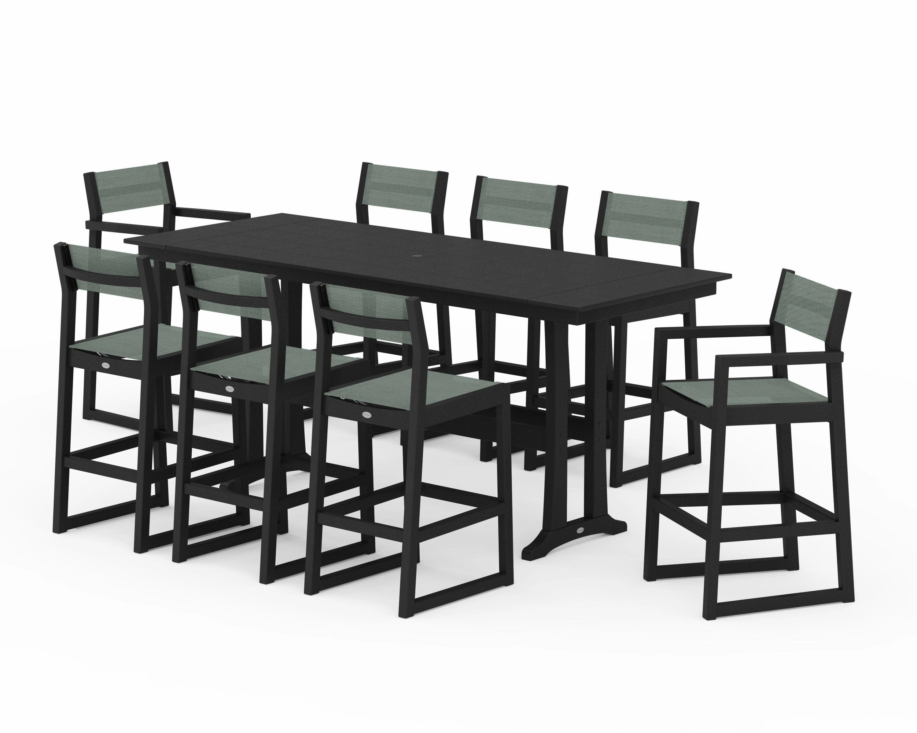 EDGE Sling 9-Piece Farmhouse Bar Set with Trestle Legs