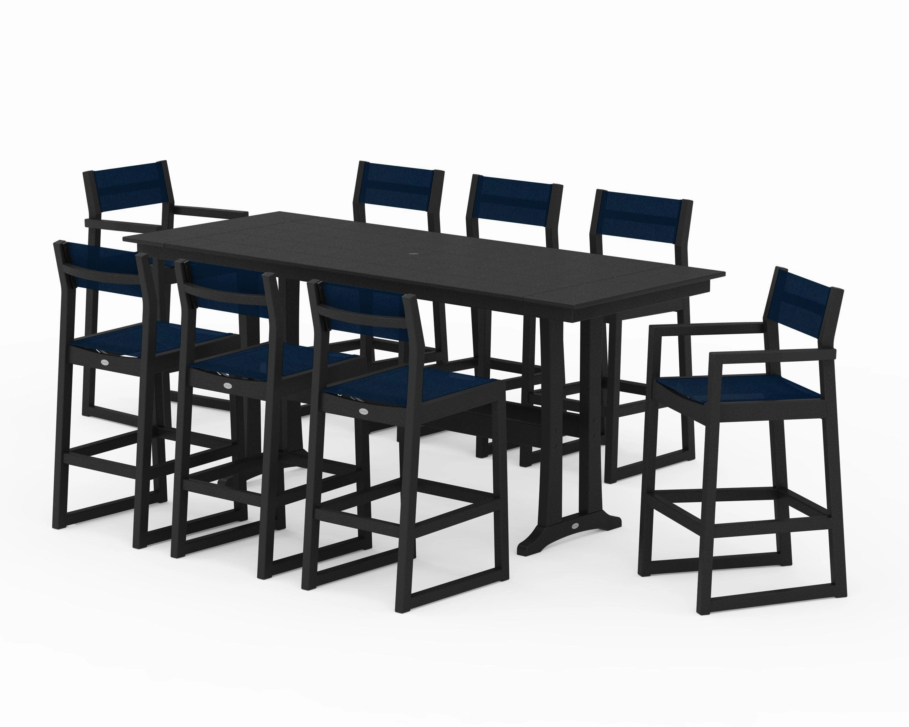 EDGE Sling 9-Piece Farmhouse Bar Set with Trestle Legs