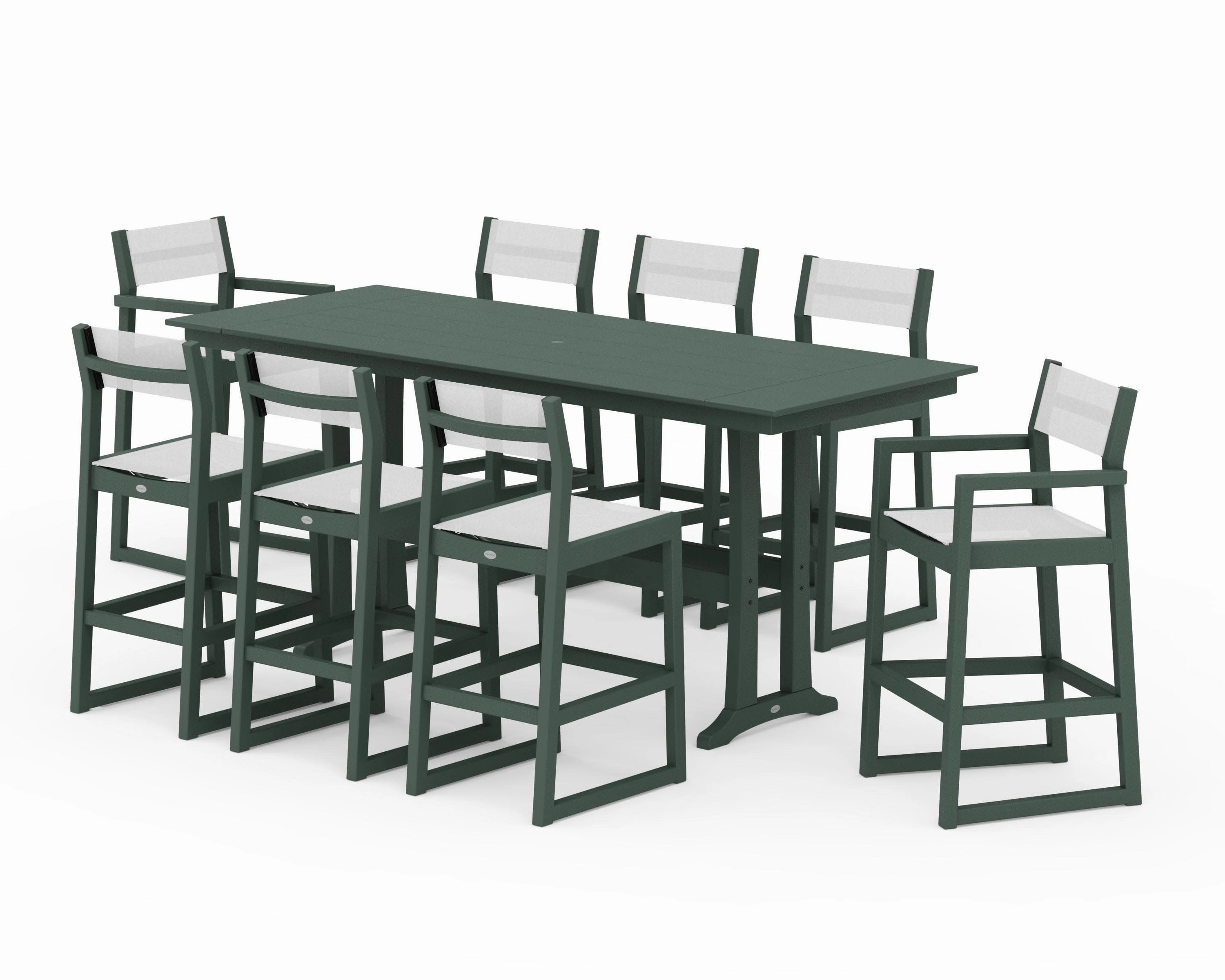EDGE Sling 9-Piece Farmhouse Bar Set with Trestle Legs
