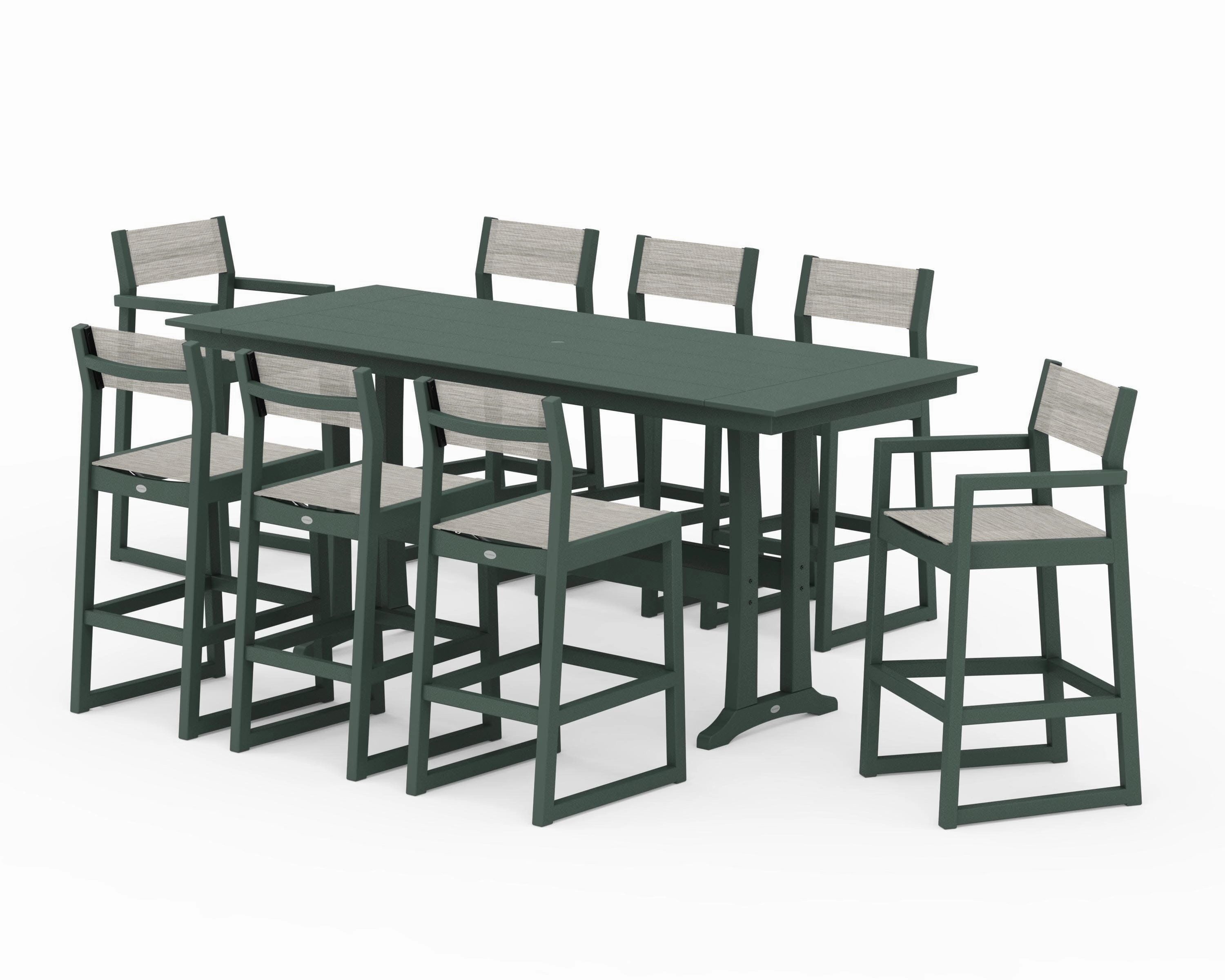 EDGE Sling 9-Piece Farmhouse Bar Set with Trestle Legs