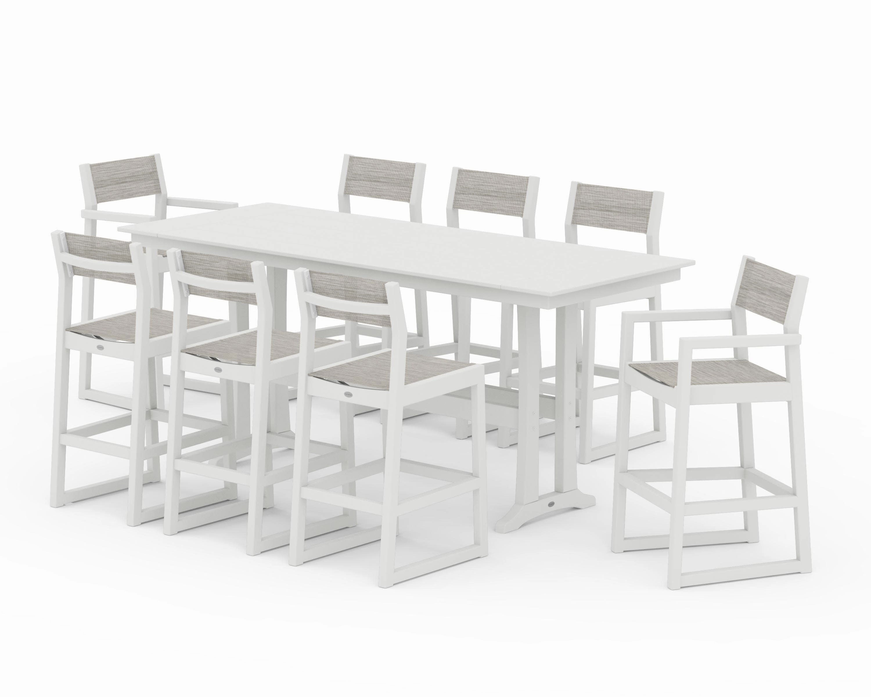 EDGE Sling 9-Piece Farmhouse Bar Set with Trestle Legs