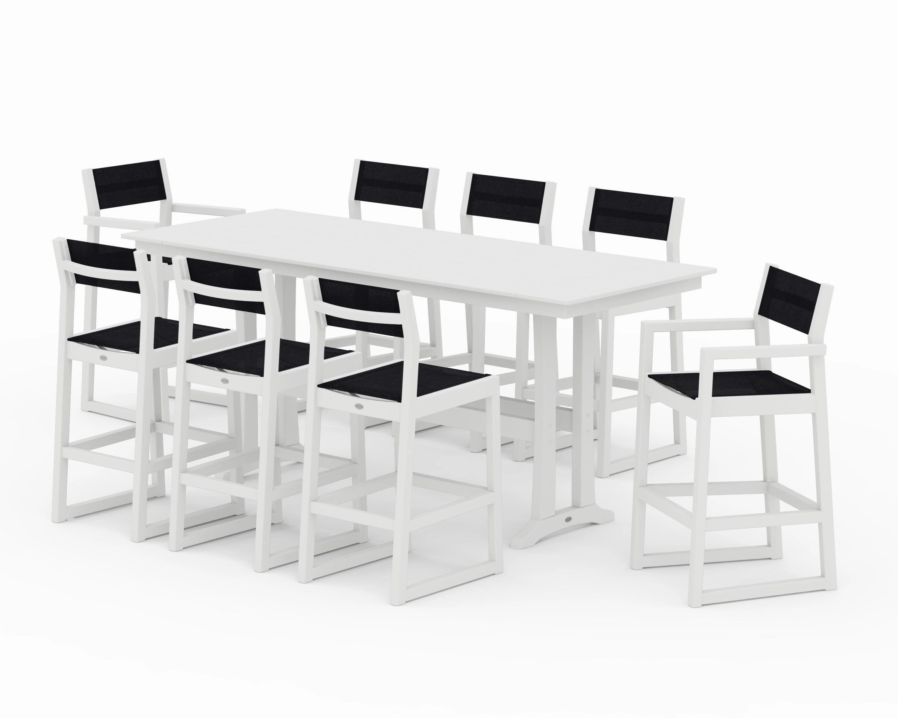 EDGE Sling 9-Piece Farmhouse Bar Set with Trestle Legs