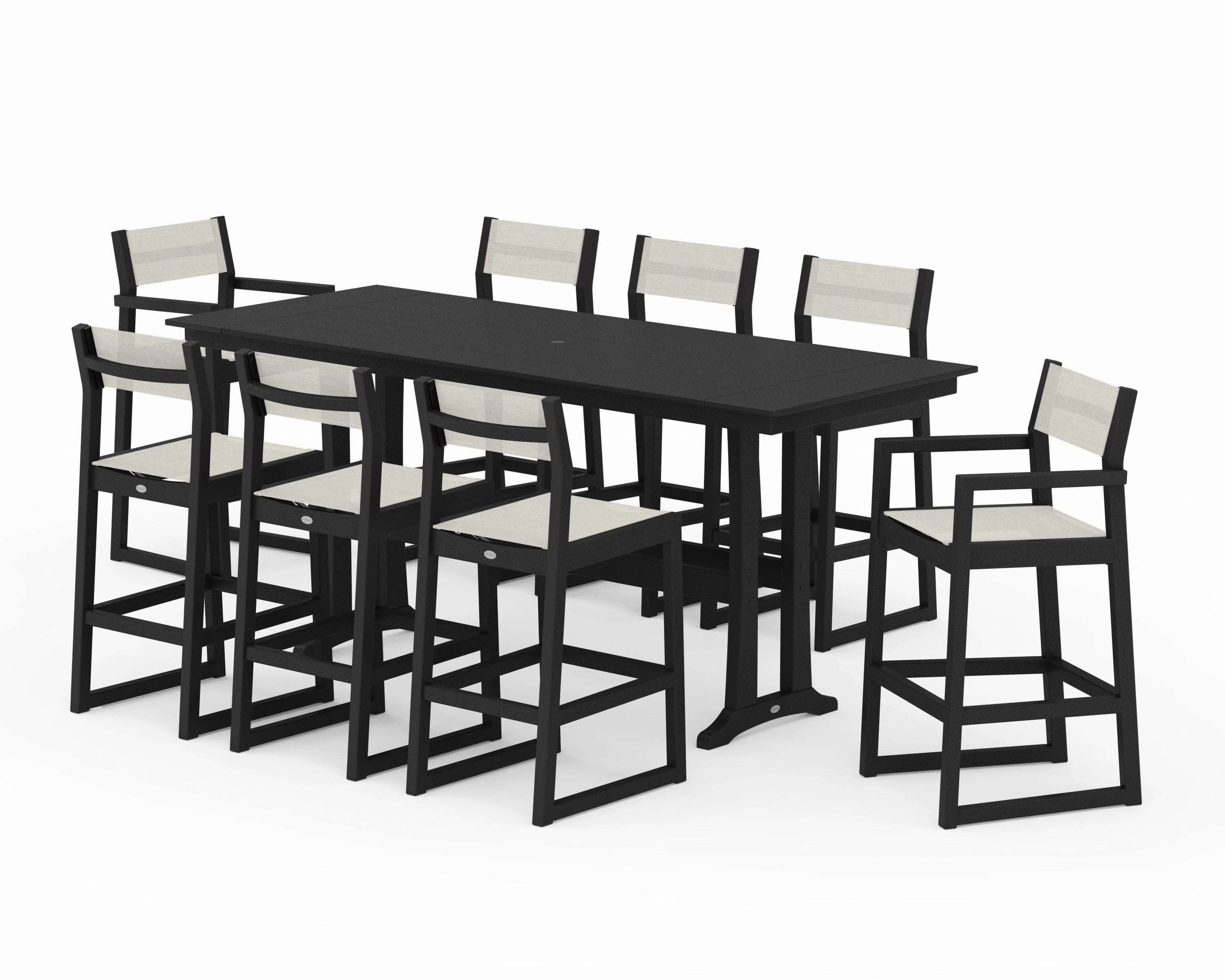 EDGE Sling 9-Piece Farmhouse Bar Set with Trestle Legs