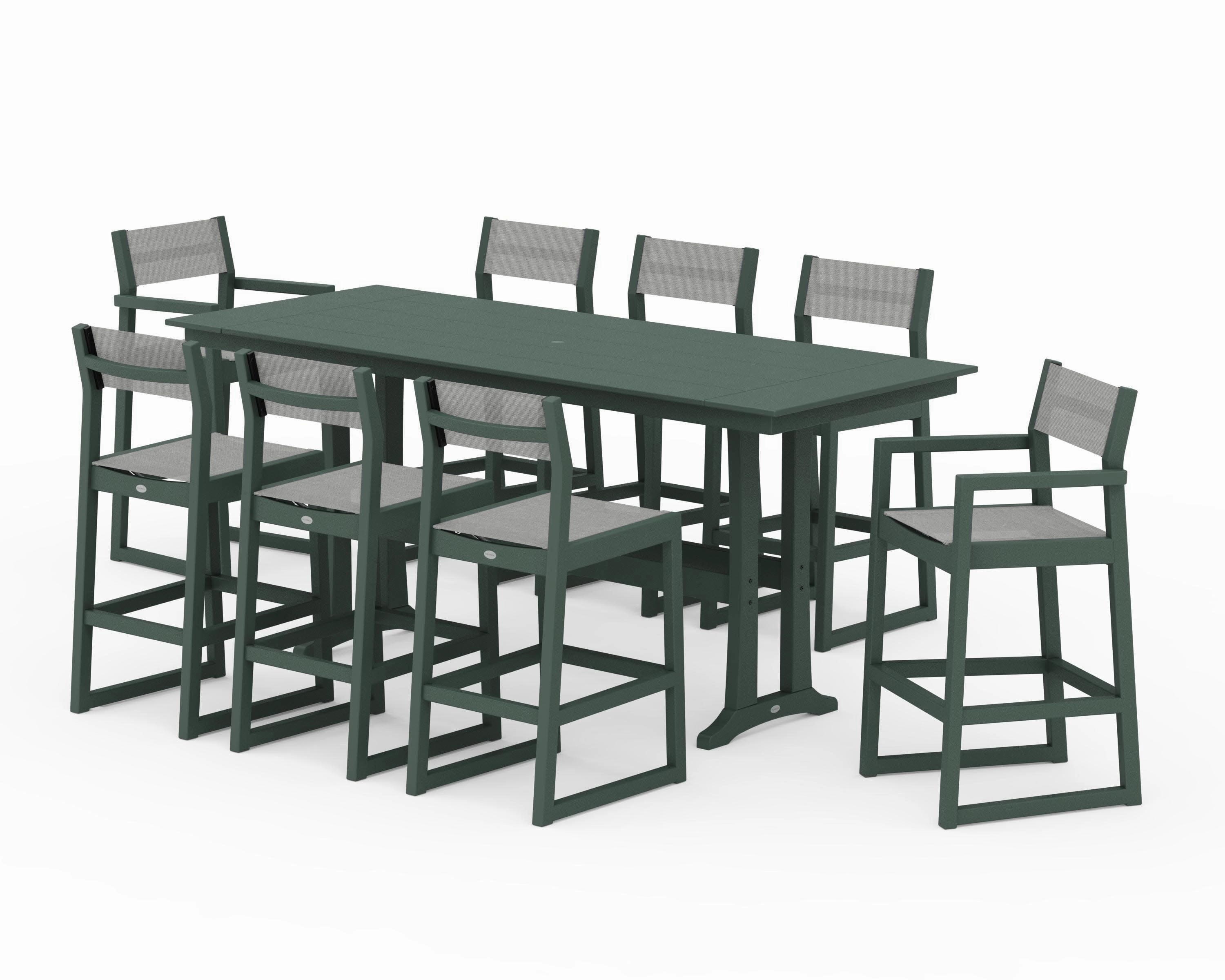 EDGE Sling 9-Piece Farmhouse Bar Set with Trestle Legs
