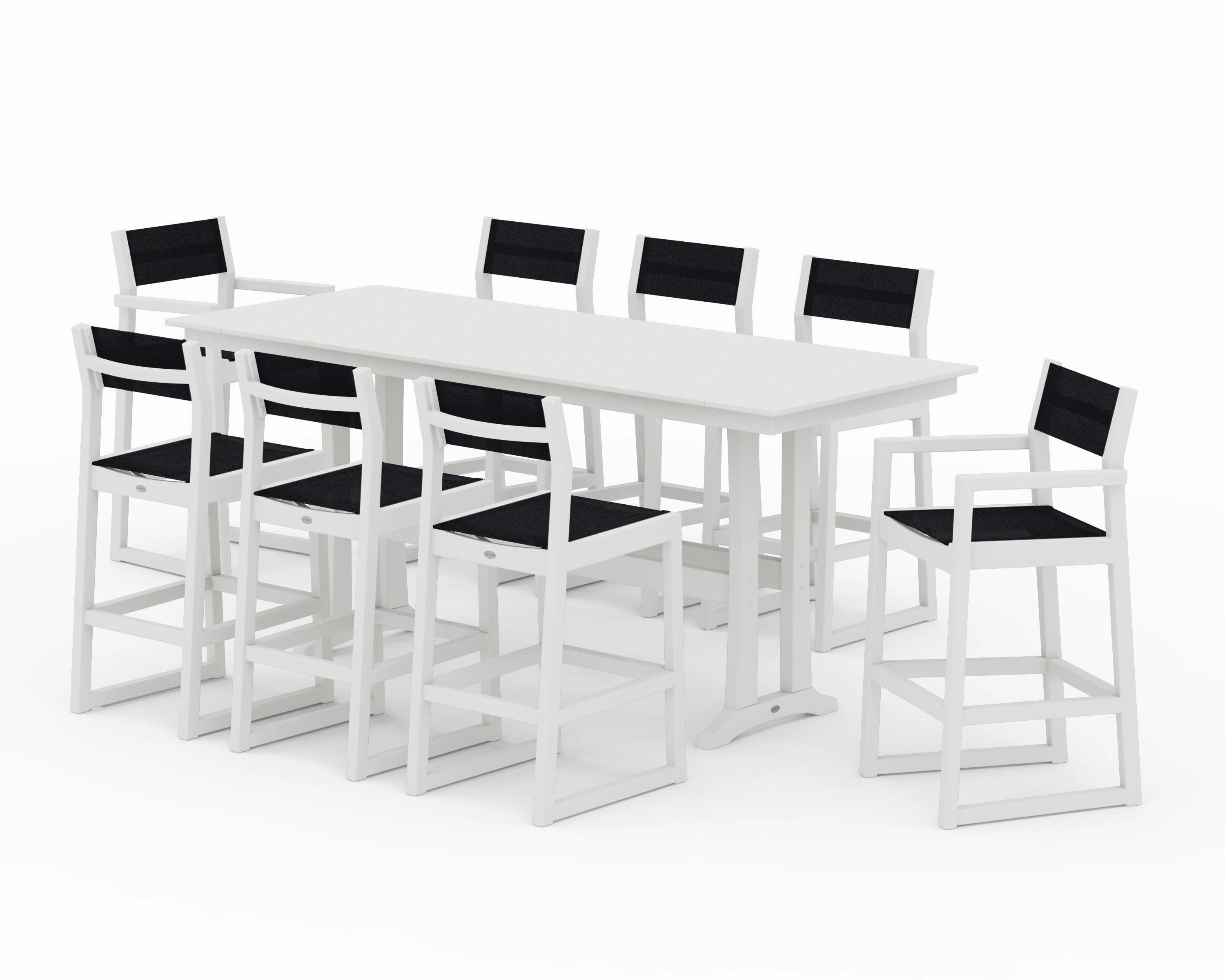 EDGE Sling 9-Piece Farmhouse Bar Set with Trestle Legs