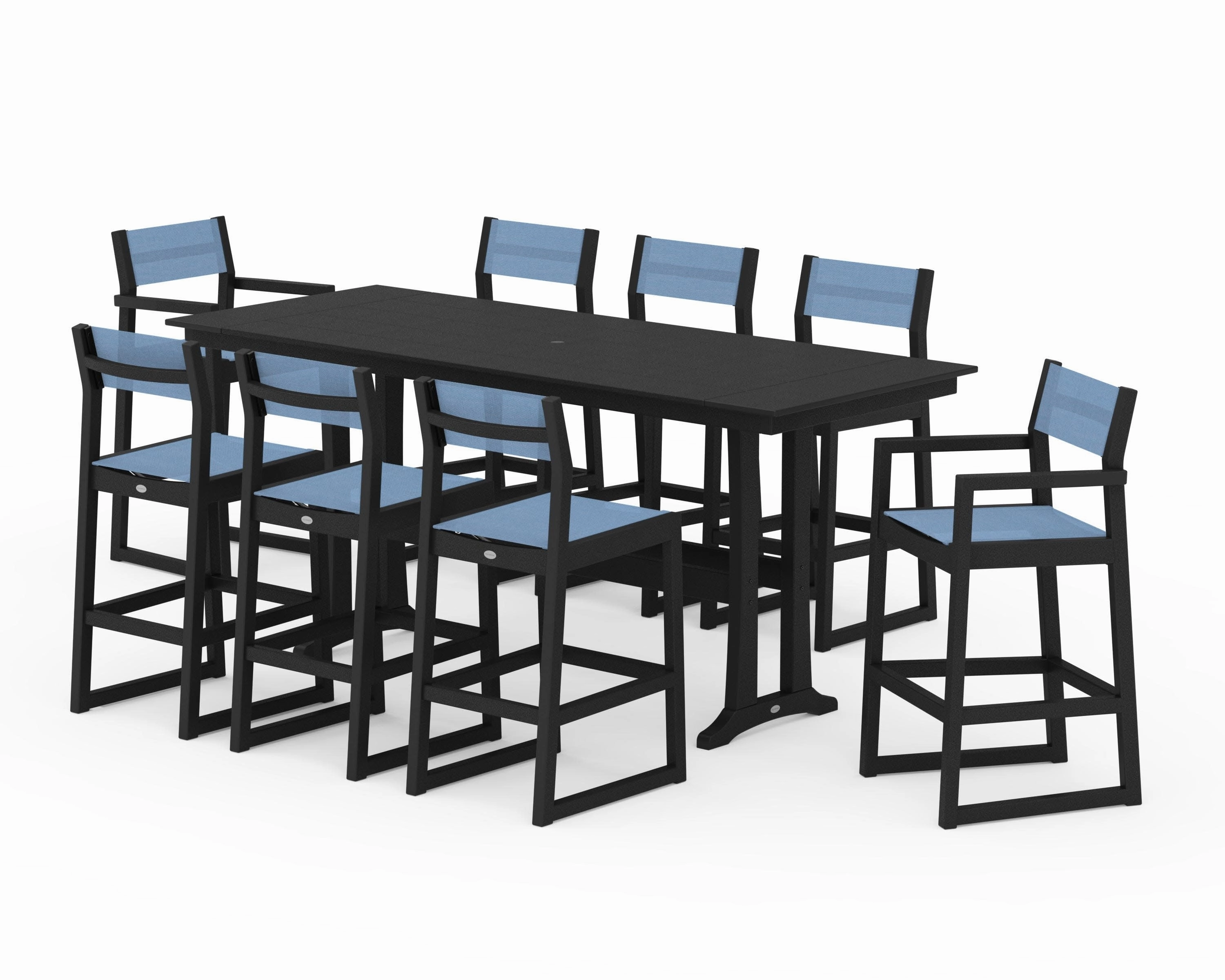 EDGE Sling 9-Piece Farmhouse Bar Set with Trestle Legs