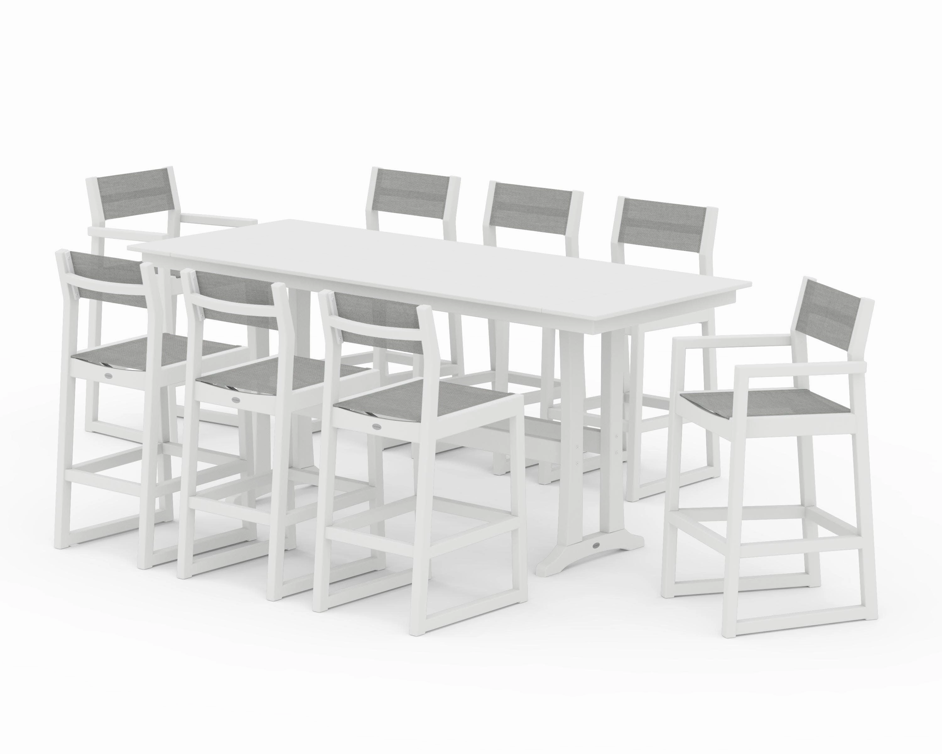 EDGE Sling 9-Piece Farmhouse Bar Set with Trestle Legs