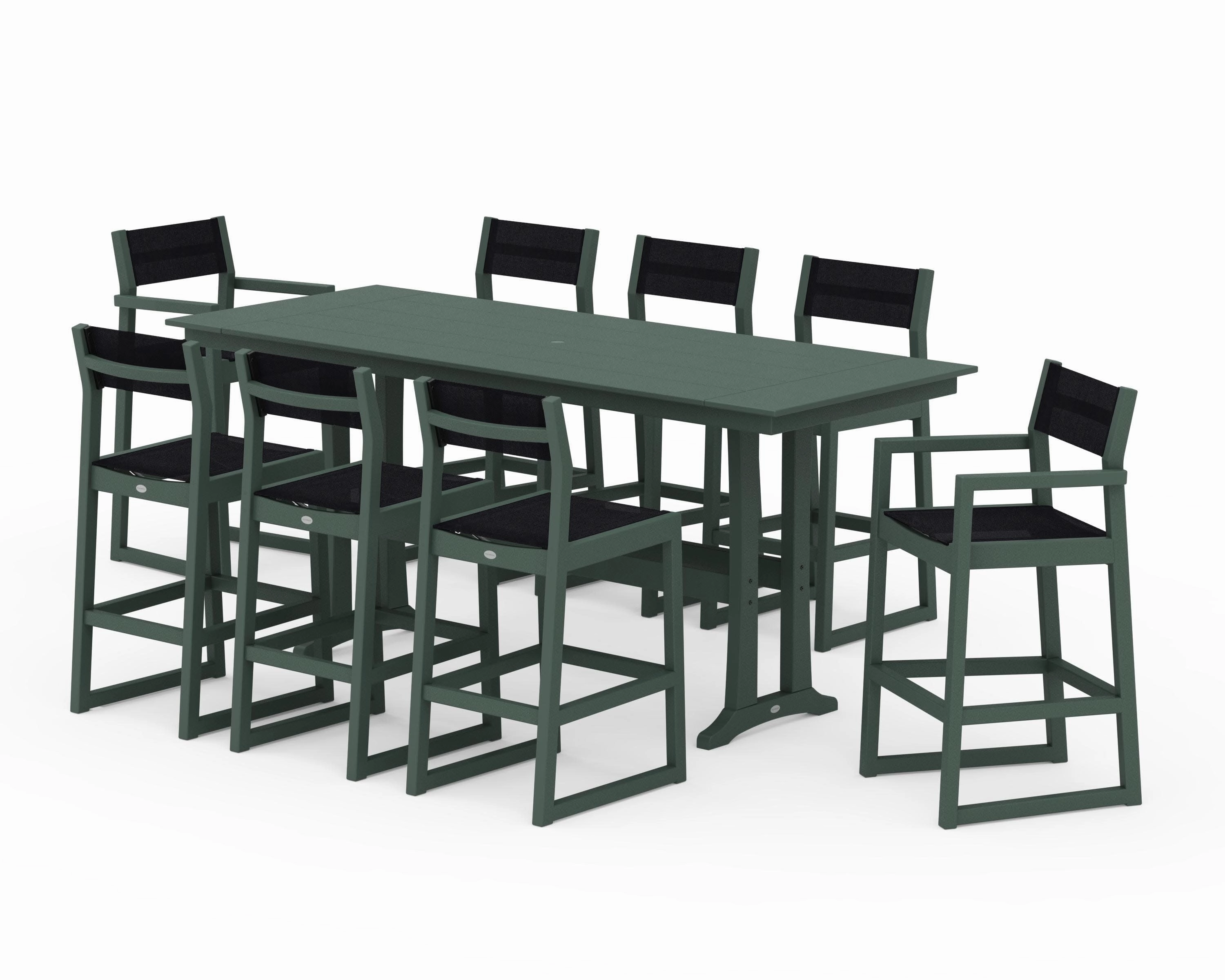 EDGE Sling 9-Piece Farmhouse Bar Set with Trestle Legs