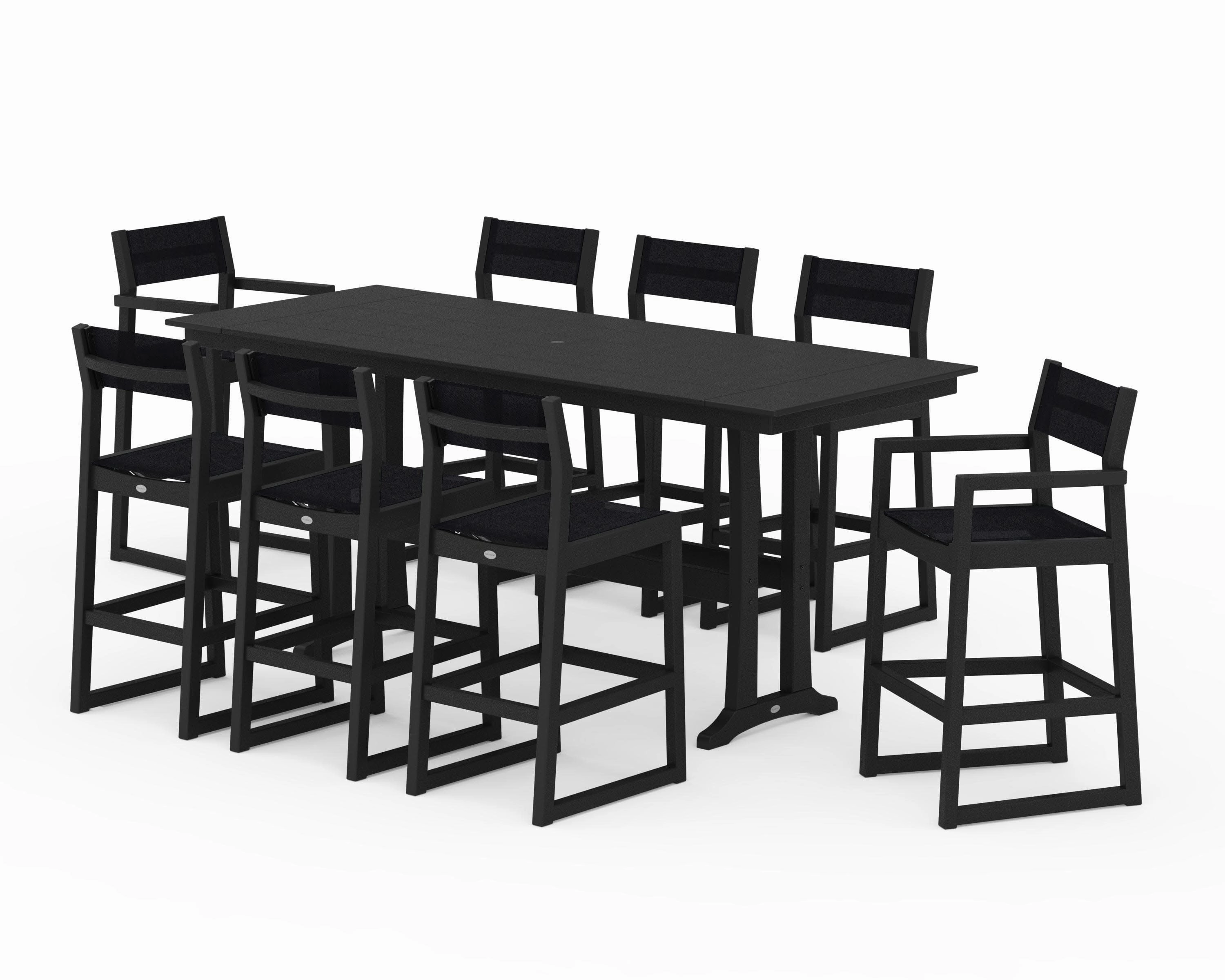 EDGE Sling 9-Piece Farmhouse Bar Set with Trestle Legs