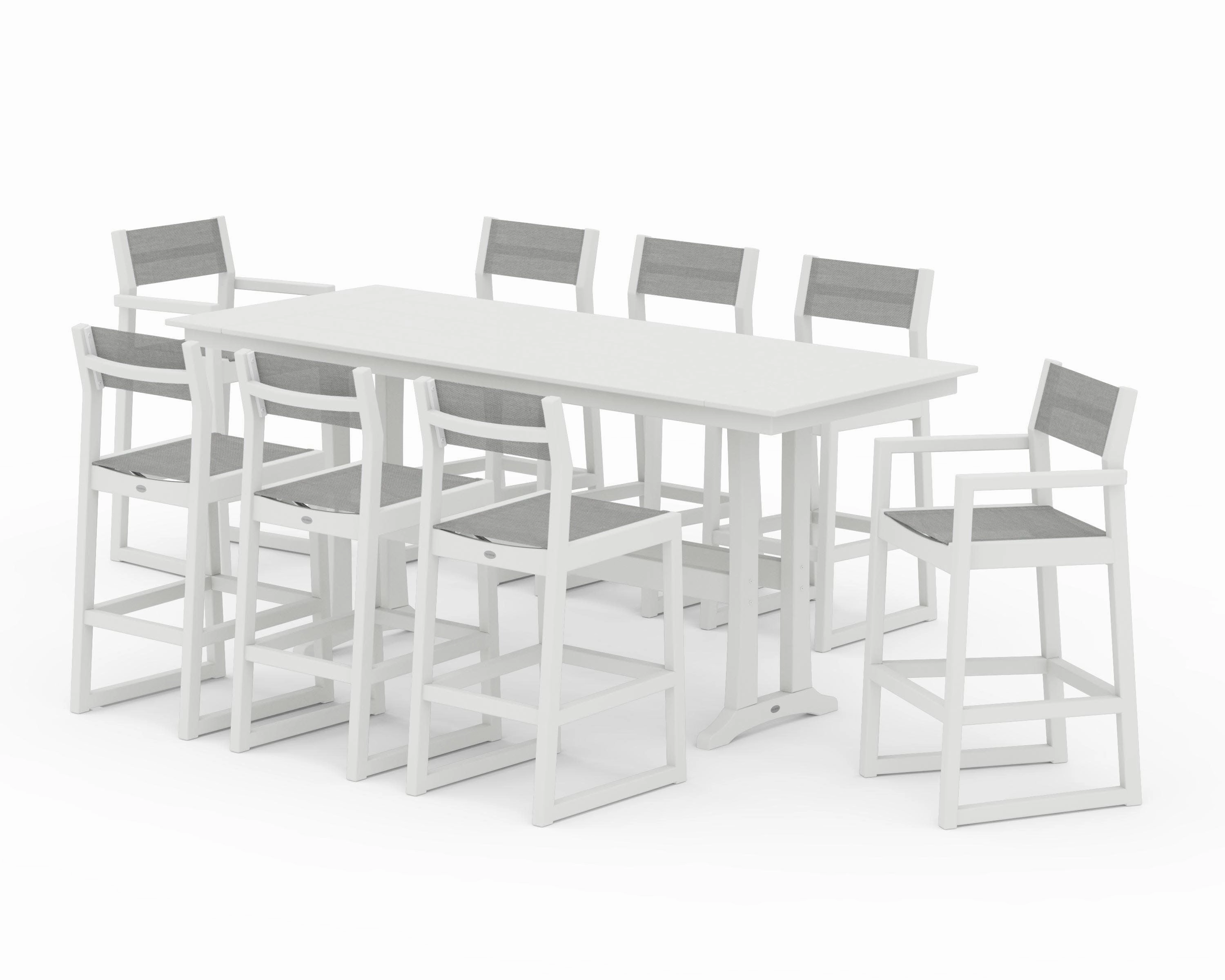 EDGE Sling 9-Piece Farmhouse Bar Set with Trestle Legs
