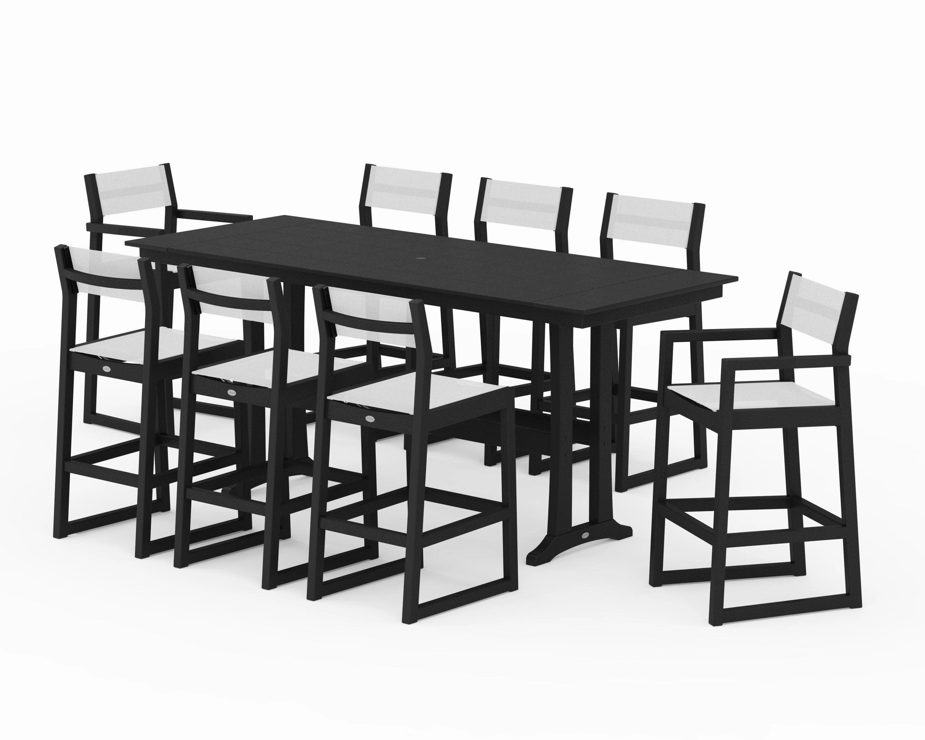 EDGE Sling 9-Piece Farmhouse Bar Set with Trestle Legs