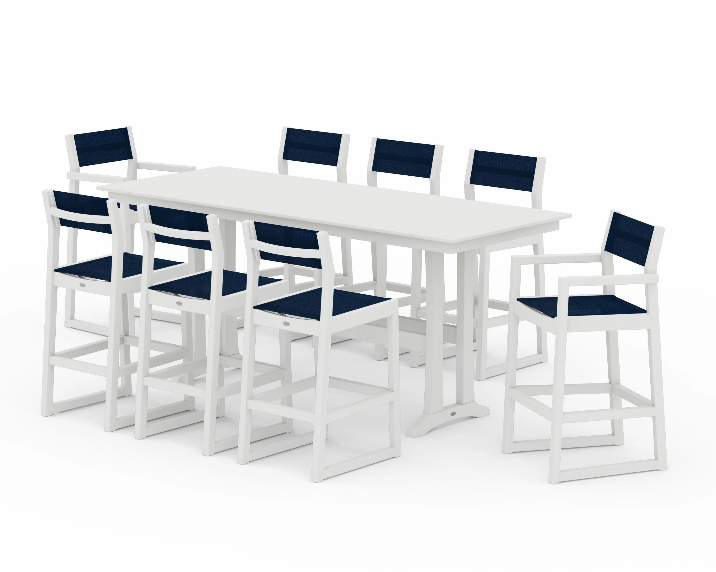 EDGE Sling 9-Piece Farmhouse Bar Set with Trestle Legs